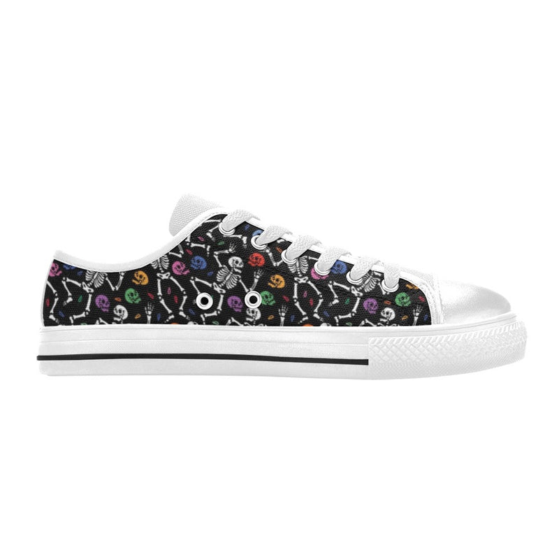 Skeleton Print Design LKS307 Women's White Low Top Shoes