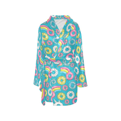 Donut Pattern Print Design DN013 Women's Fleece Robe