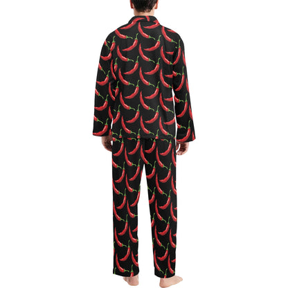 Chilli Pepper Pattern Print Design 01 Men's Long Pajama Set