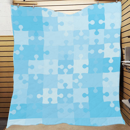 Puzzle Blue Pattern Print Design A04 Premium Quilt