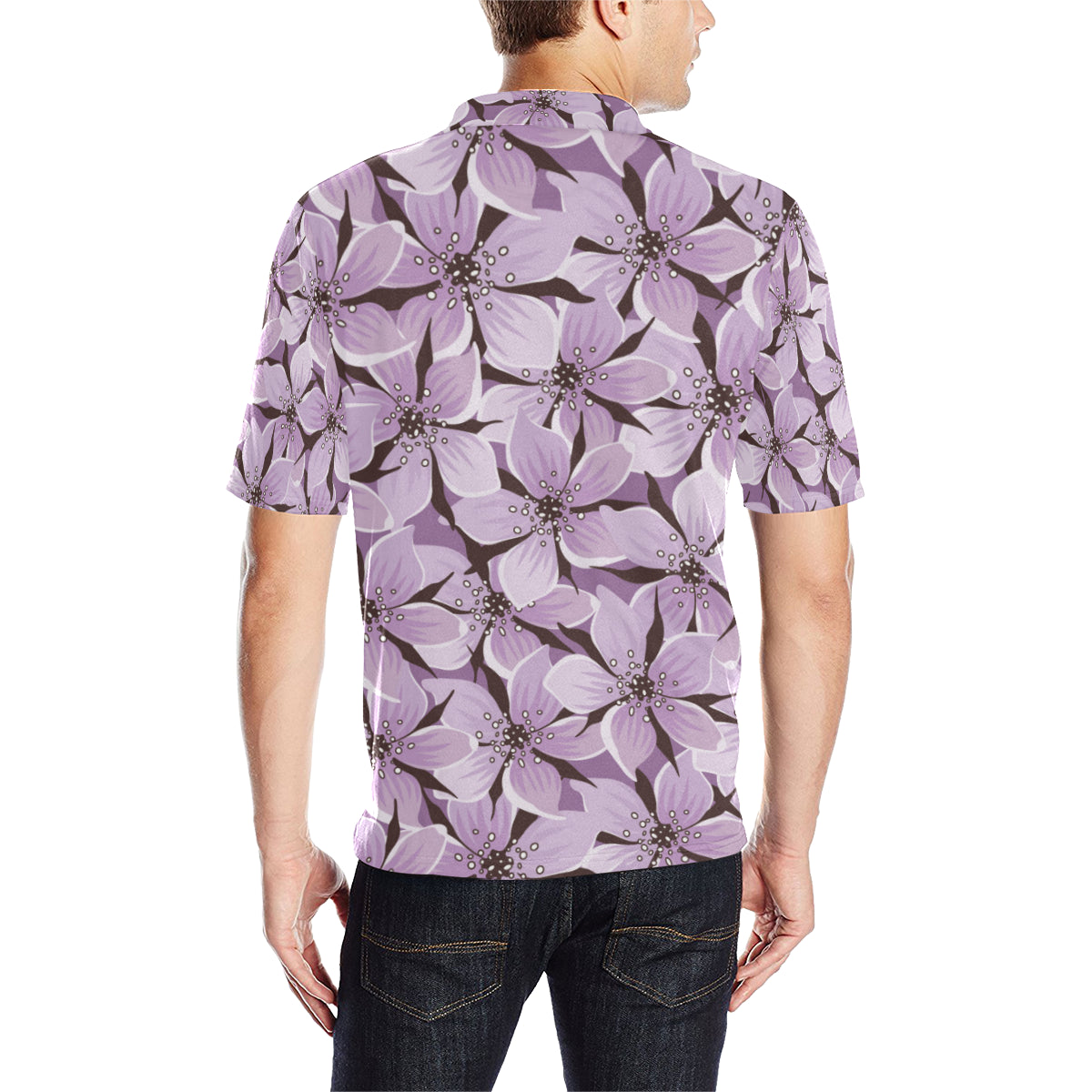 Lilac Pattern Print Design 01 Men Polo Shirt