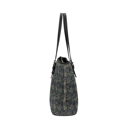 Palm Tree Background Design Print Leather Tote Bag