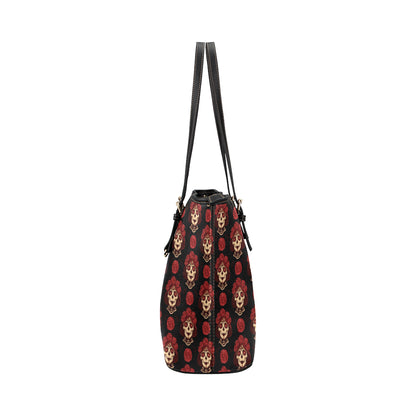 Day of the Dead Skull Girl Pattern Leather Tote Bag