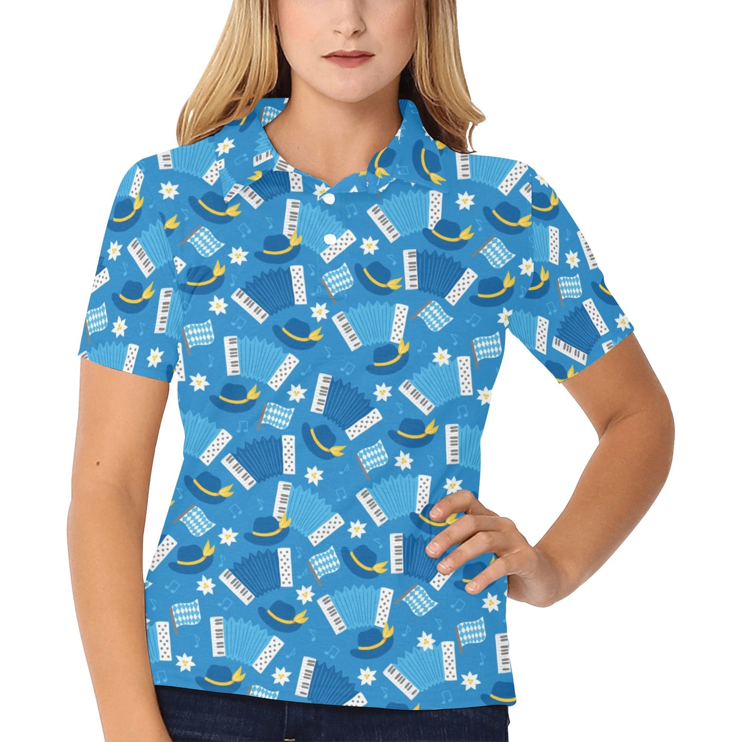 Accordion Print Design LKS401 Women's Polo Shirt