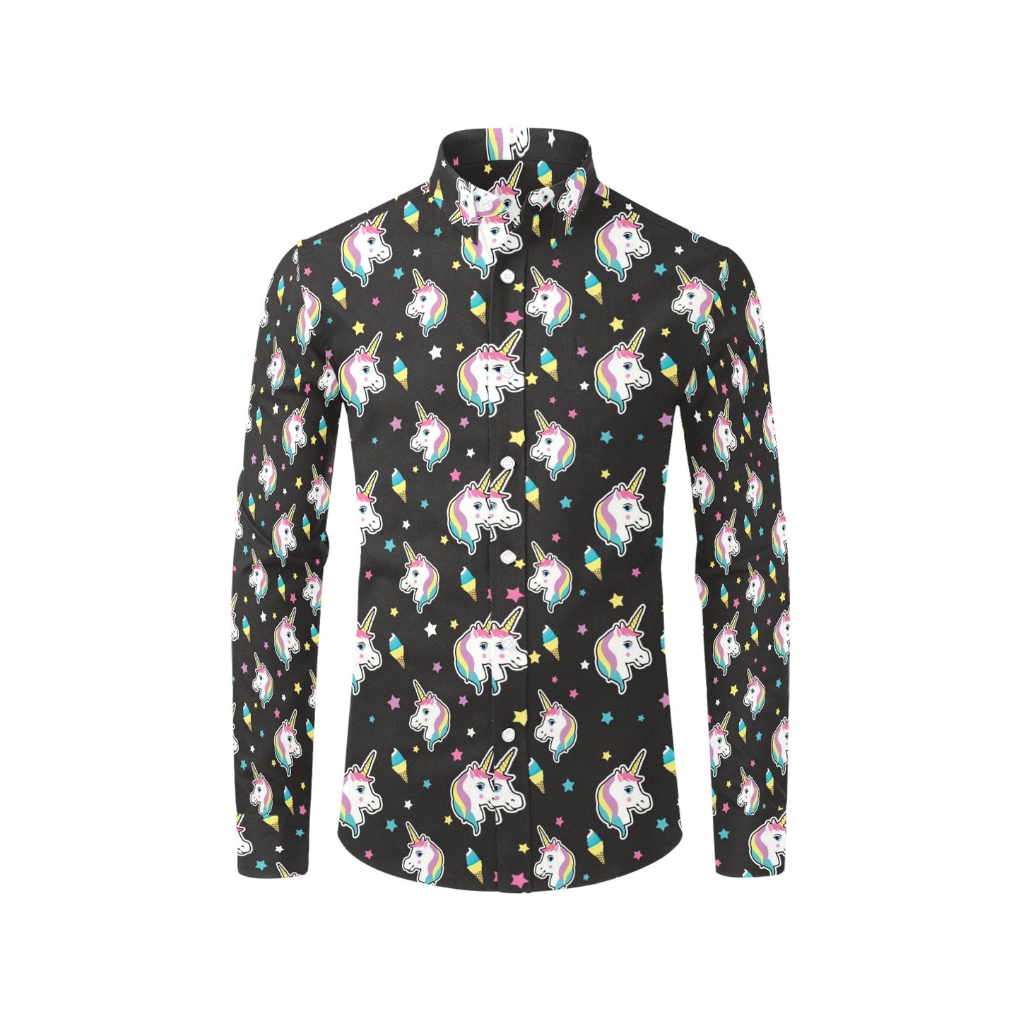 Unicorn Print Design LKS302 Men's Long Sleeve Dress Shirt
