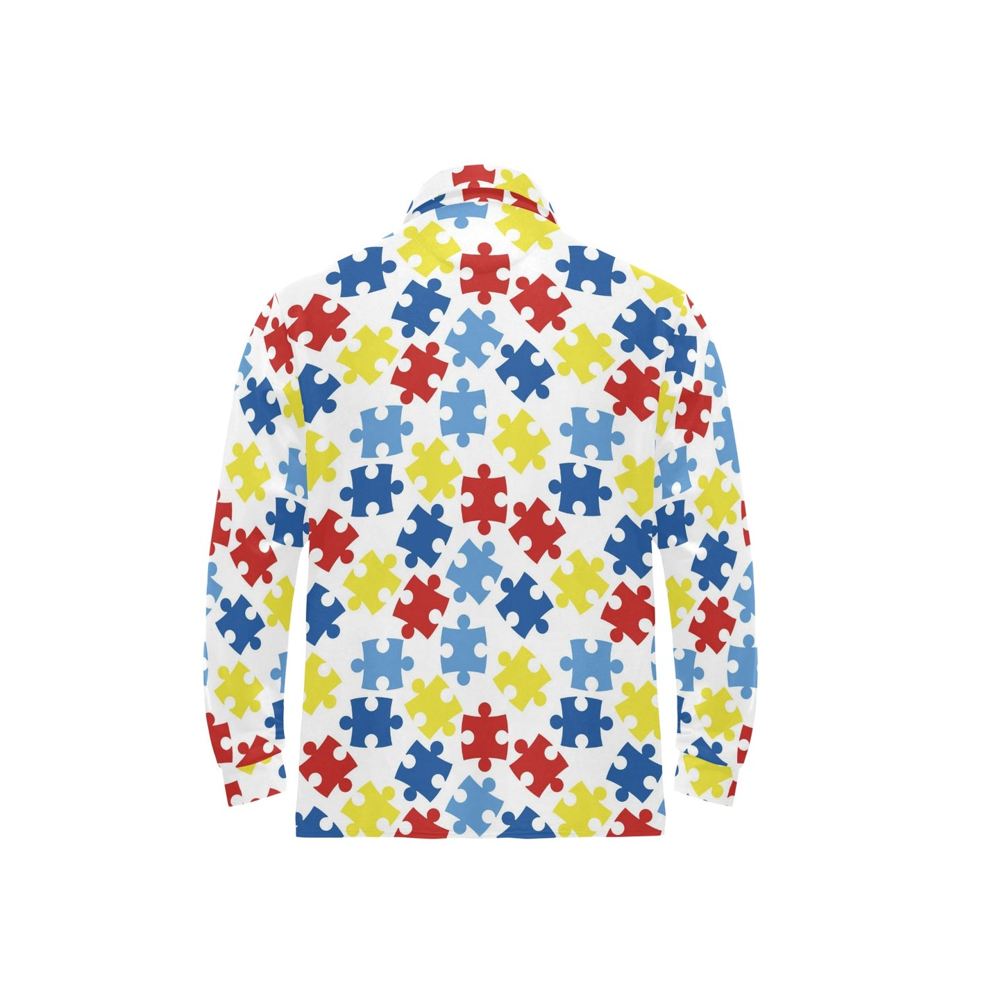 Autism Awareness Pattern Print Design 04 Long Sleeve Polo Shirt For Men's