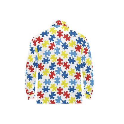 Autism Awareness Pattern Print Design 04 Long Sleeve Polo Shirt For Men's