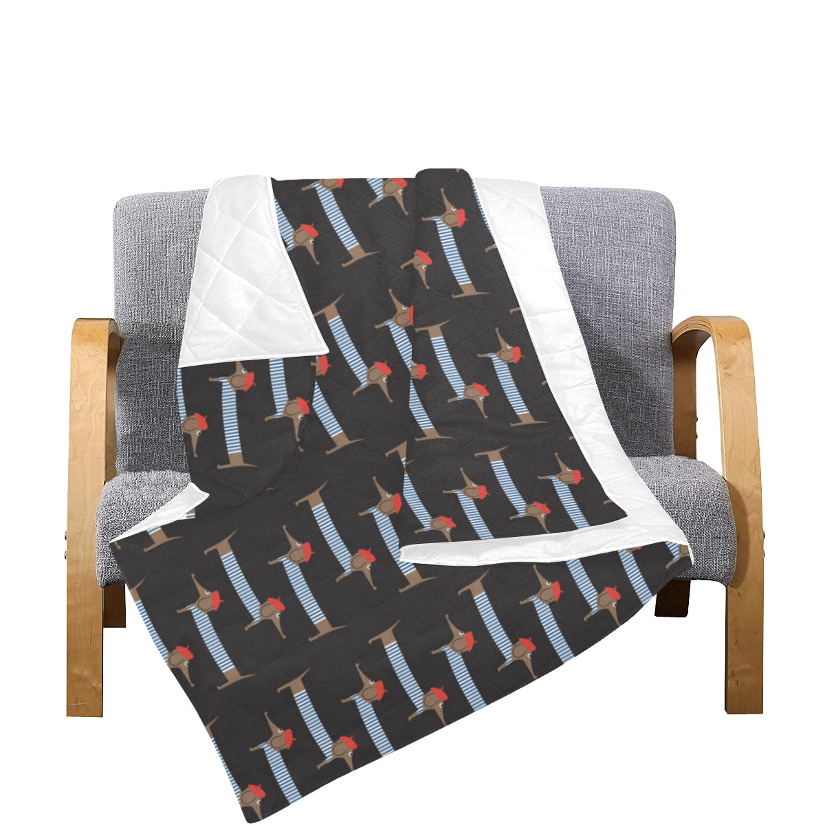 Dachshund Pattern Print Design 04 Premium Quilt