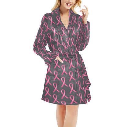 Breast Cancer Awareness Pattern Women's Fleece Robe