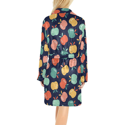 Apple Pattern Print Design AP09 Women's Fleece Robe