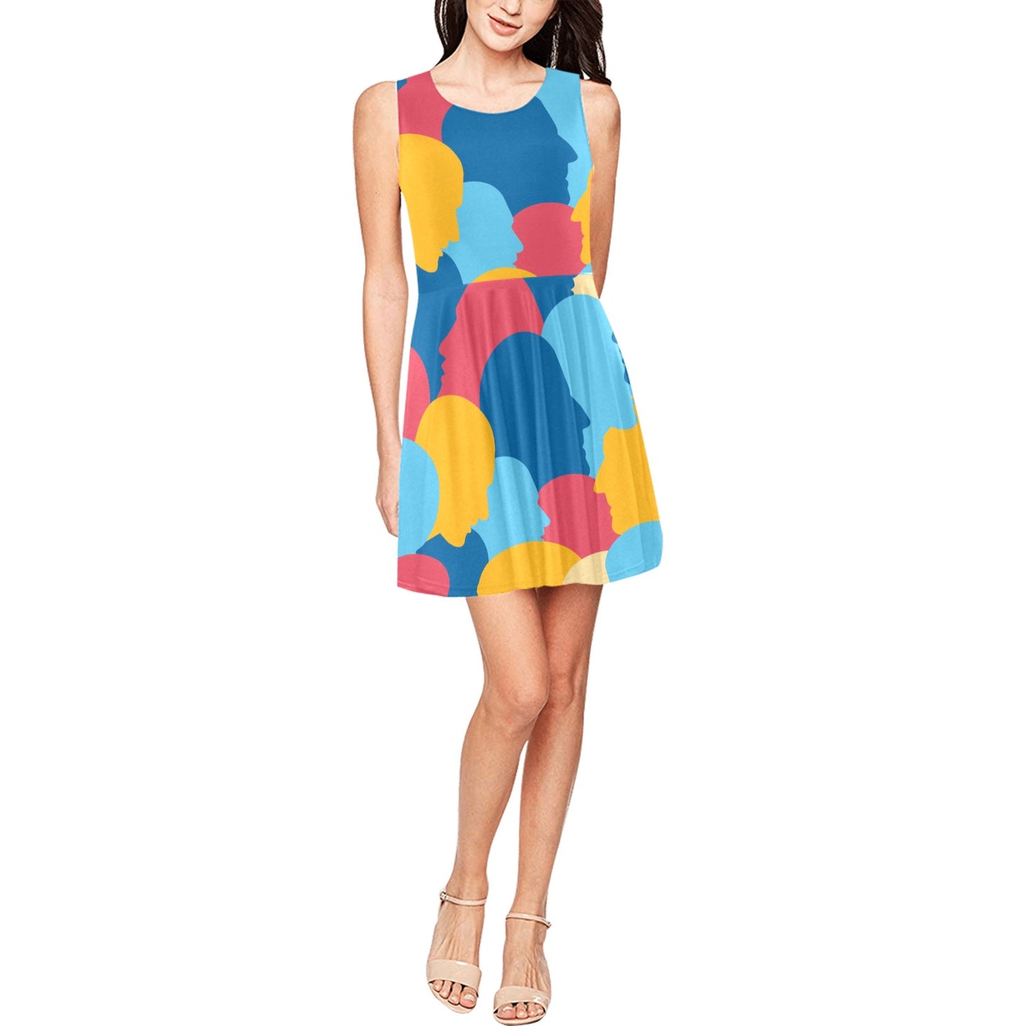 Psychology Pattern Print Design A02 Sleeveless Dress