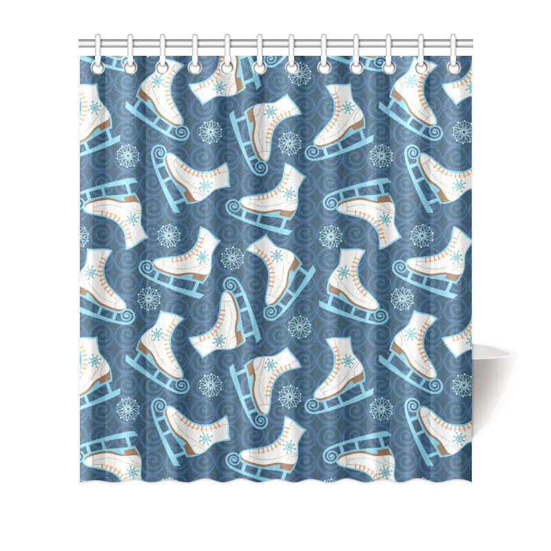 Ice Skate Pattern Print Design 01 Shower Curtain