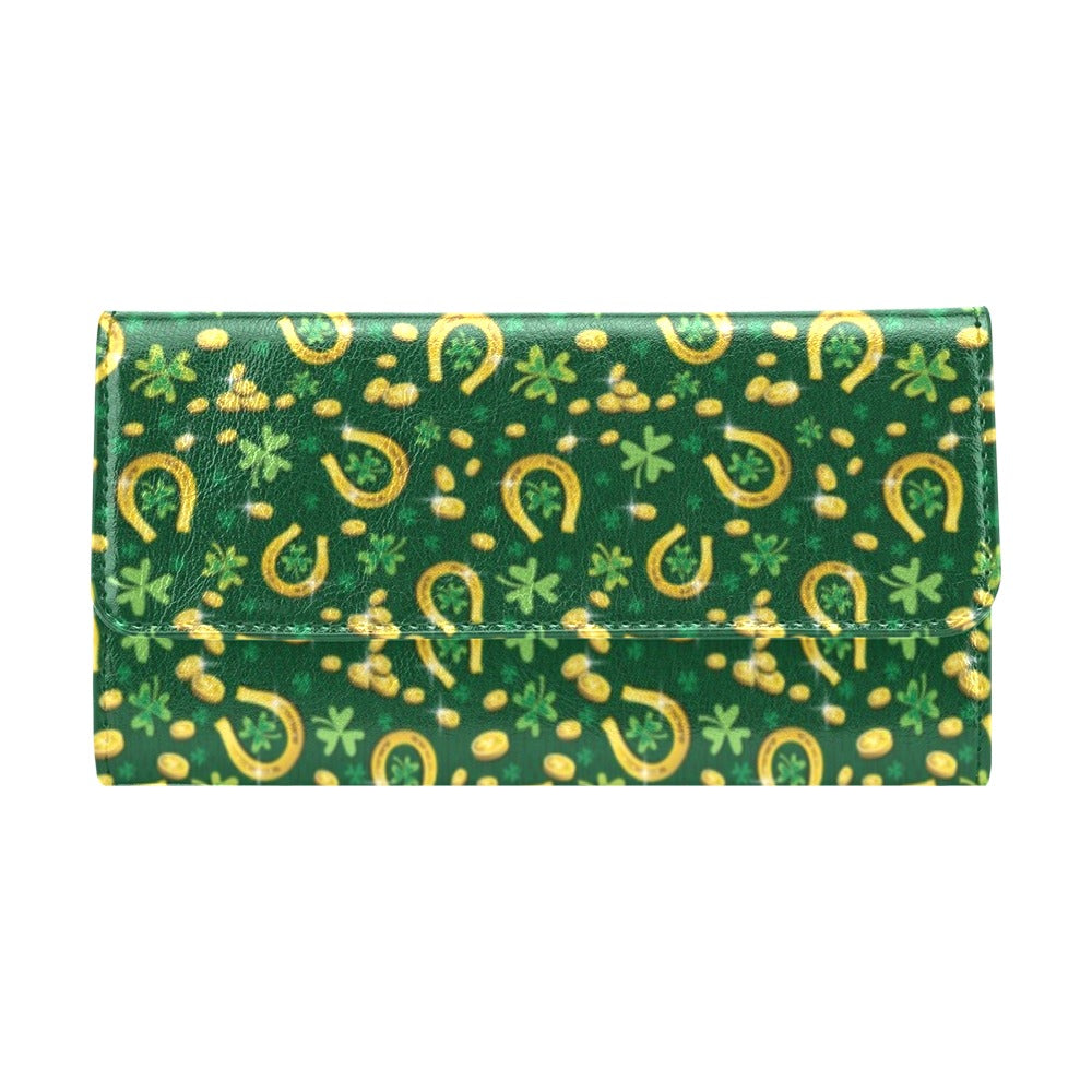 Shamrock Horse Shoes Saint Patrick's Day Print Design LKS307 Women's Trifold Wallet