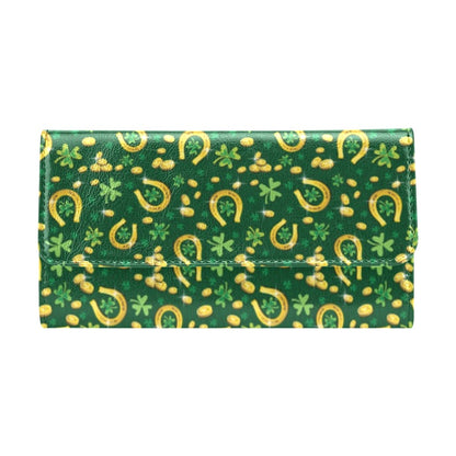 Shamrock Horse Shoes Saint Patrick's Day Print Design LKS307 Women's Trifold Wallet