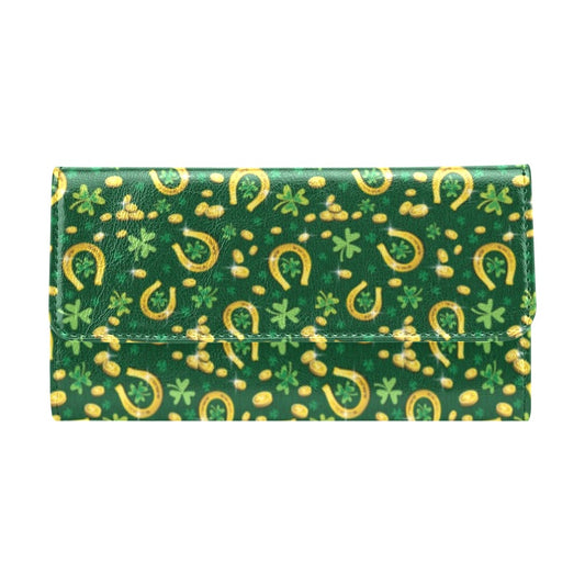Shamrock Horse Shoes Saint Patrick's Day Print Design LKS307 Women's Trifold Wallet