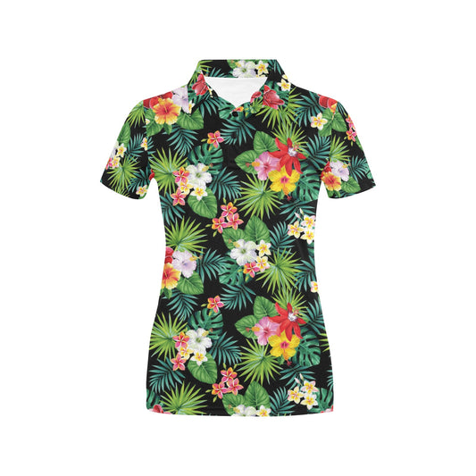 Hibiscus Hawaiian flower tropical Women's Polo Shirt