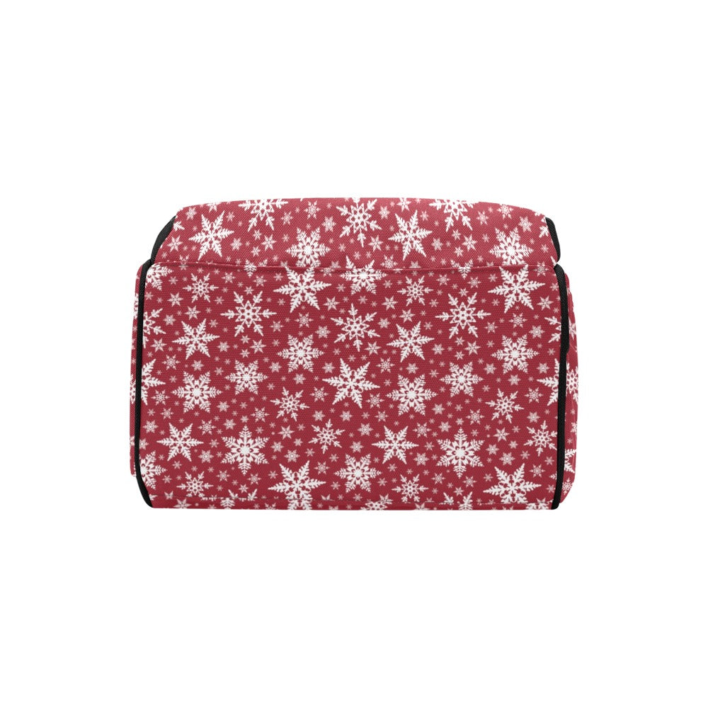 Snowflake Red Print Design LKS302 Diaper Bag Backpack