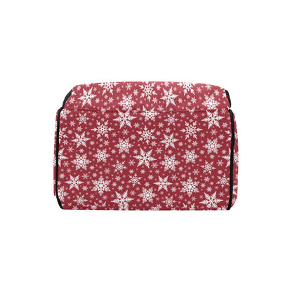 Snowflake Red Print Design LKS302 Diaper Bag Backpack