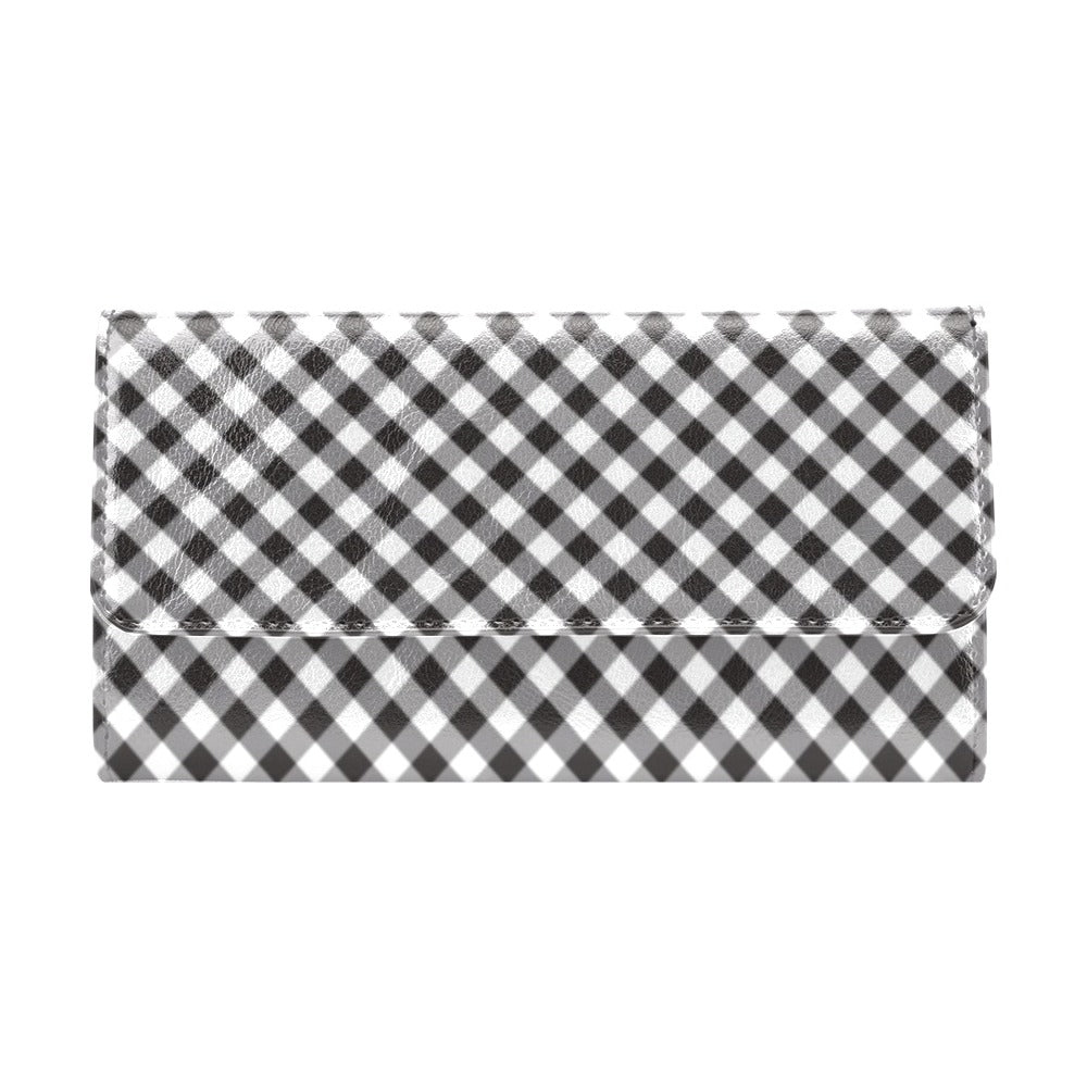 Gingham Print Design LKS402 Women's Trifold Wallet