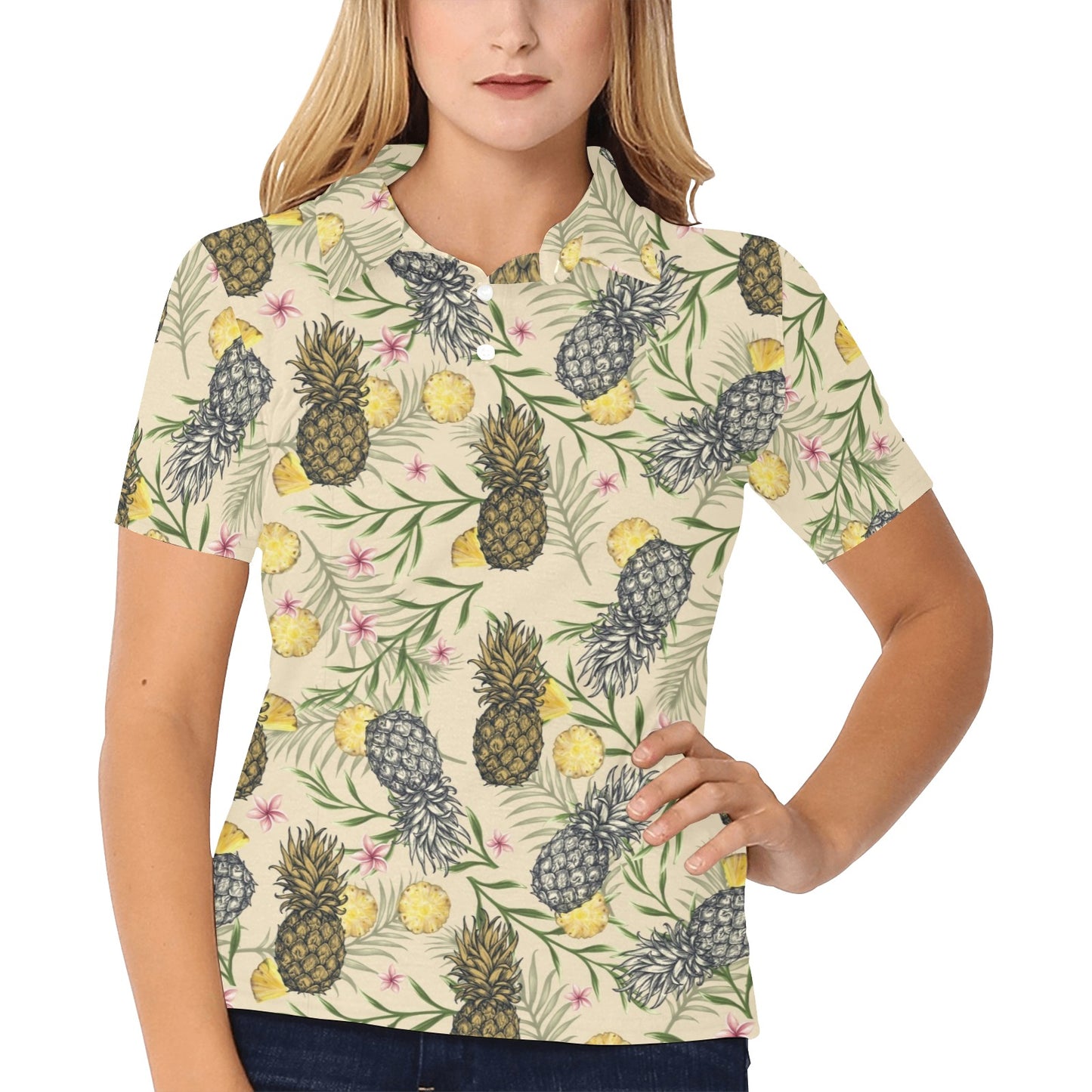 Pineapple Pattern Print Design PP012 Women's Polo Shirt