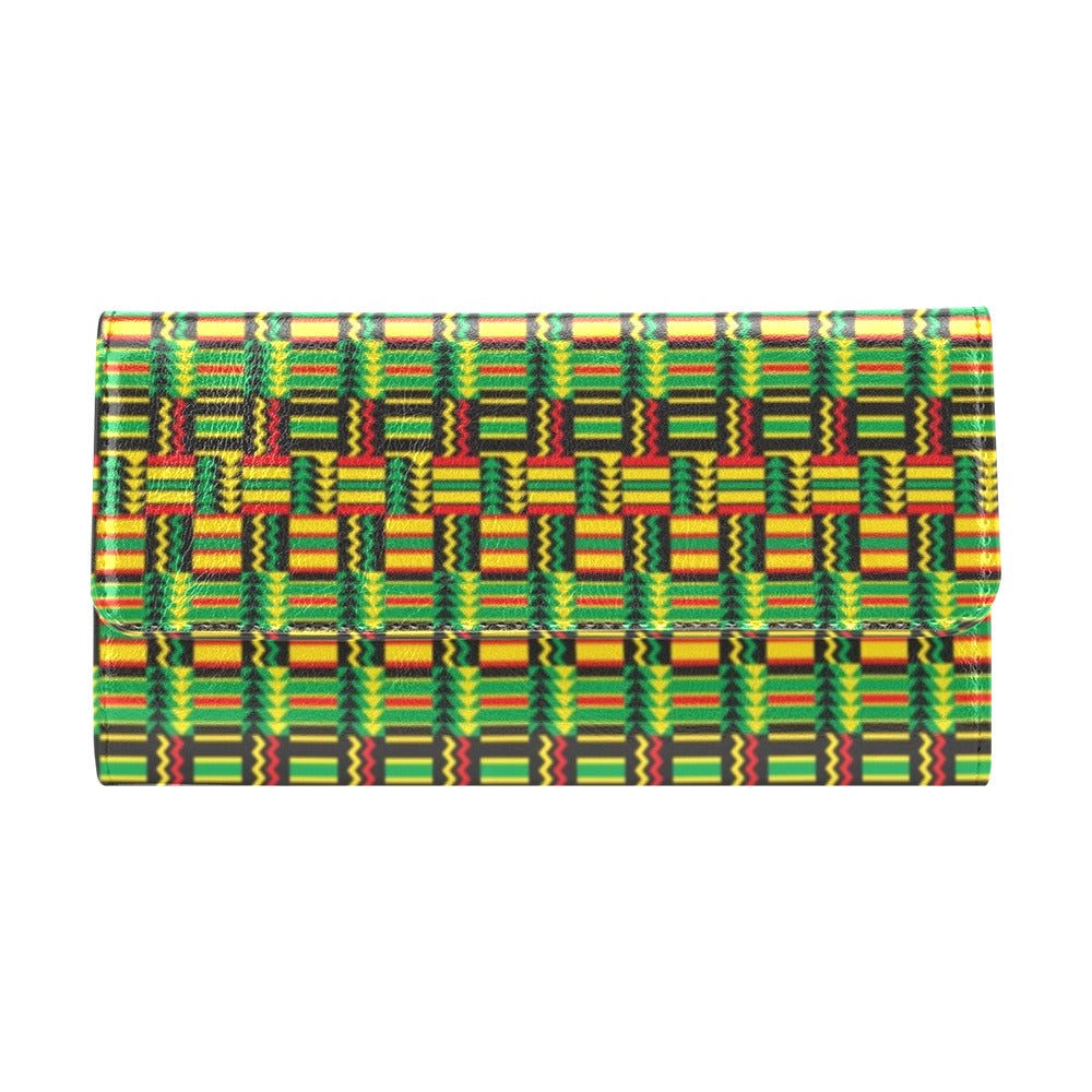 African Zip Zag Print Pattern Women's Trifold Wallet