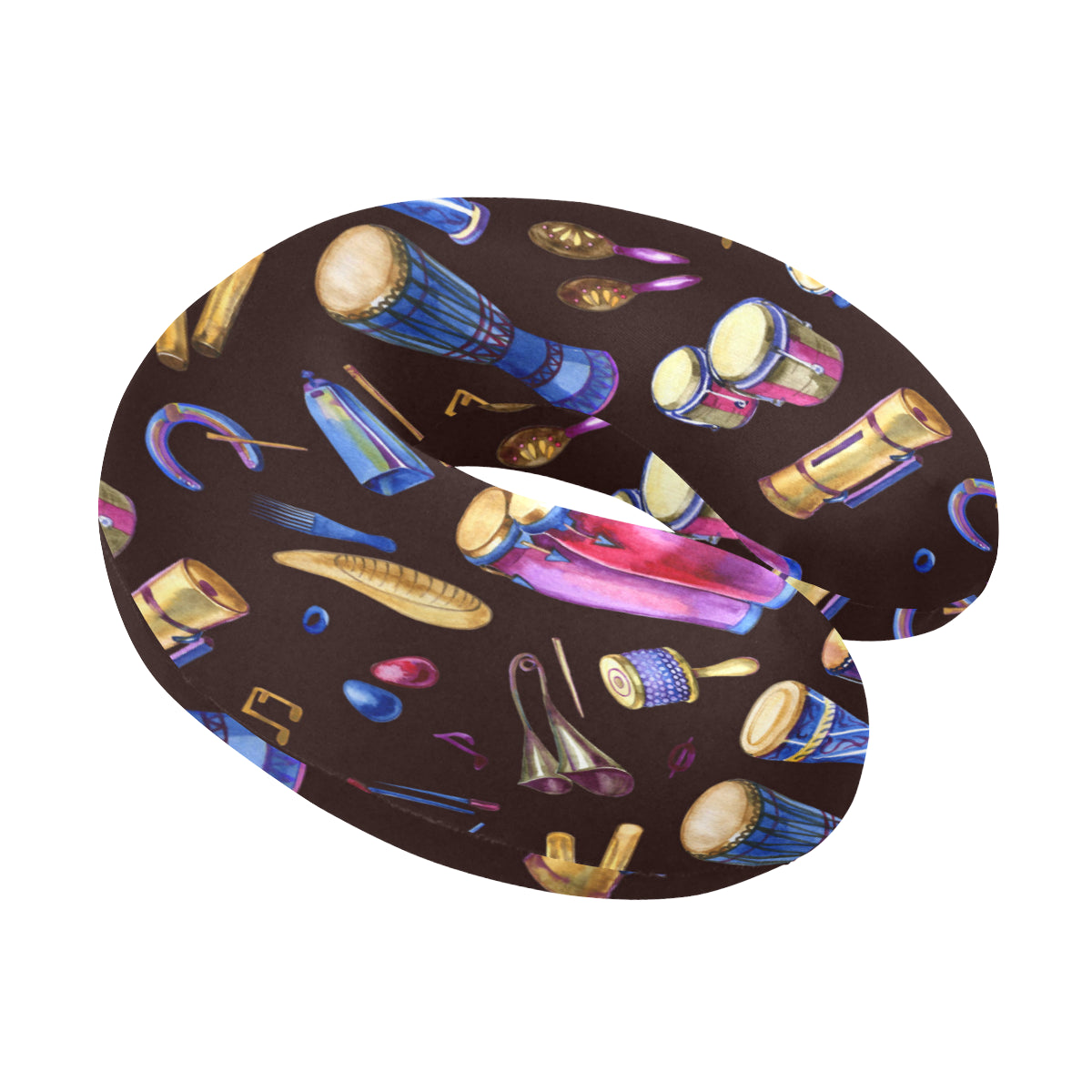 Percussion Neon Pattern Print Design 04 U-Shaped Travel Neck Pillow