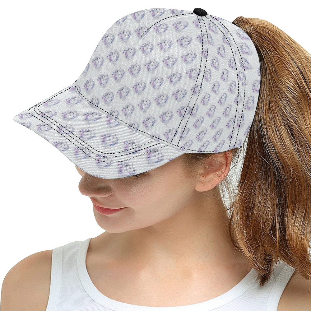 Wolf with Flower Print Design Snapback Cap