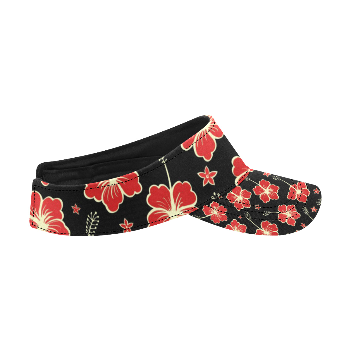 Red Hibiscus Pattern Print Design HB021 Unisex Sun Visor
