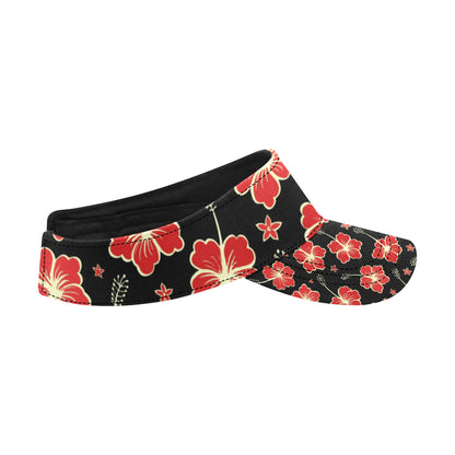 Red Hibiscus Pattern Print Design HB021 Unisex Sun Visor