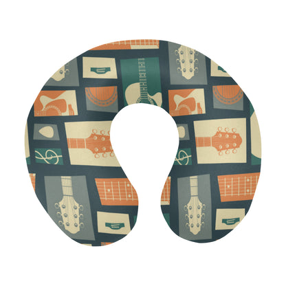 Acoustic Guitar Pattern Print Design 02 U-Shaped Travel Neck Pillow