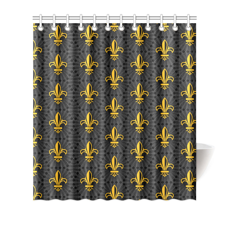 Fleur De Lis Gold Pattern Print Design 01 Shower Curtain