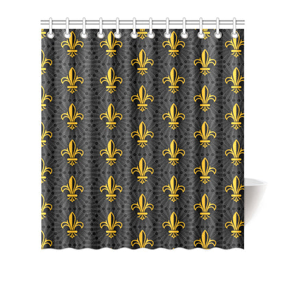 Fleur De Lis Gold Pattern Print Design 01 Shower Curtain