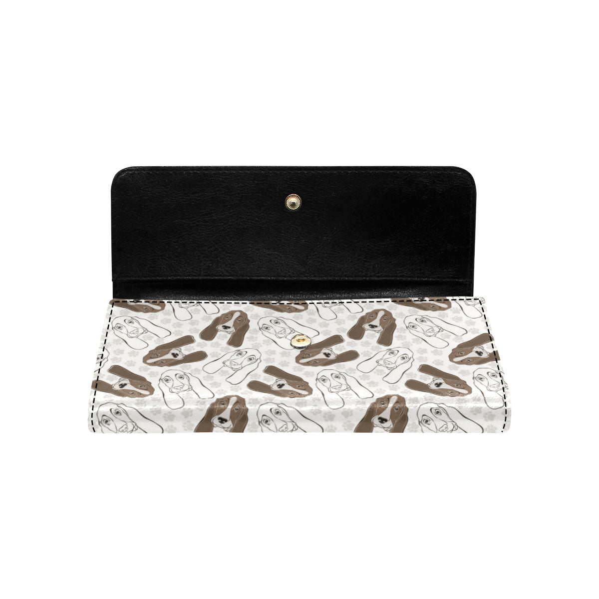 Basset Hound Pattern Print Design 01 Women's Trifold Wallet