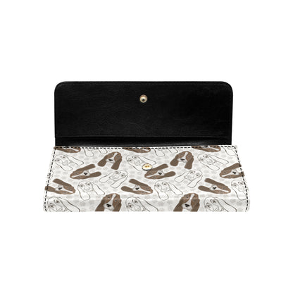 Basset Hound Pattern Print Design 01 Women's Trifold Wallet