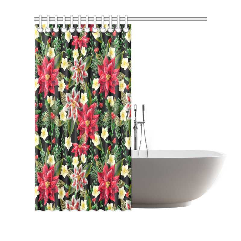 Poinsettia Pattern Print Design POT05 Shower Curtain