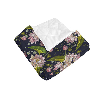 lotus Embroidered Pattern Print Design LO06 Premium Quilt