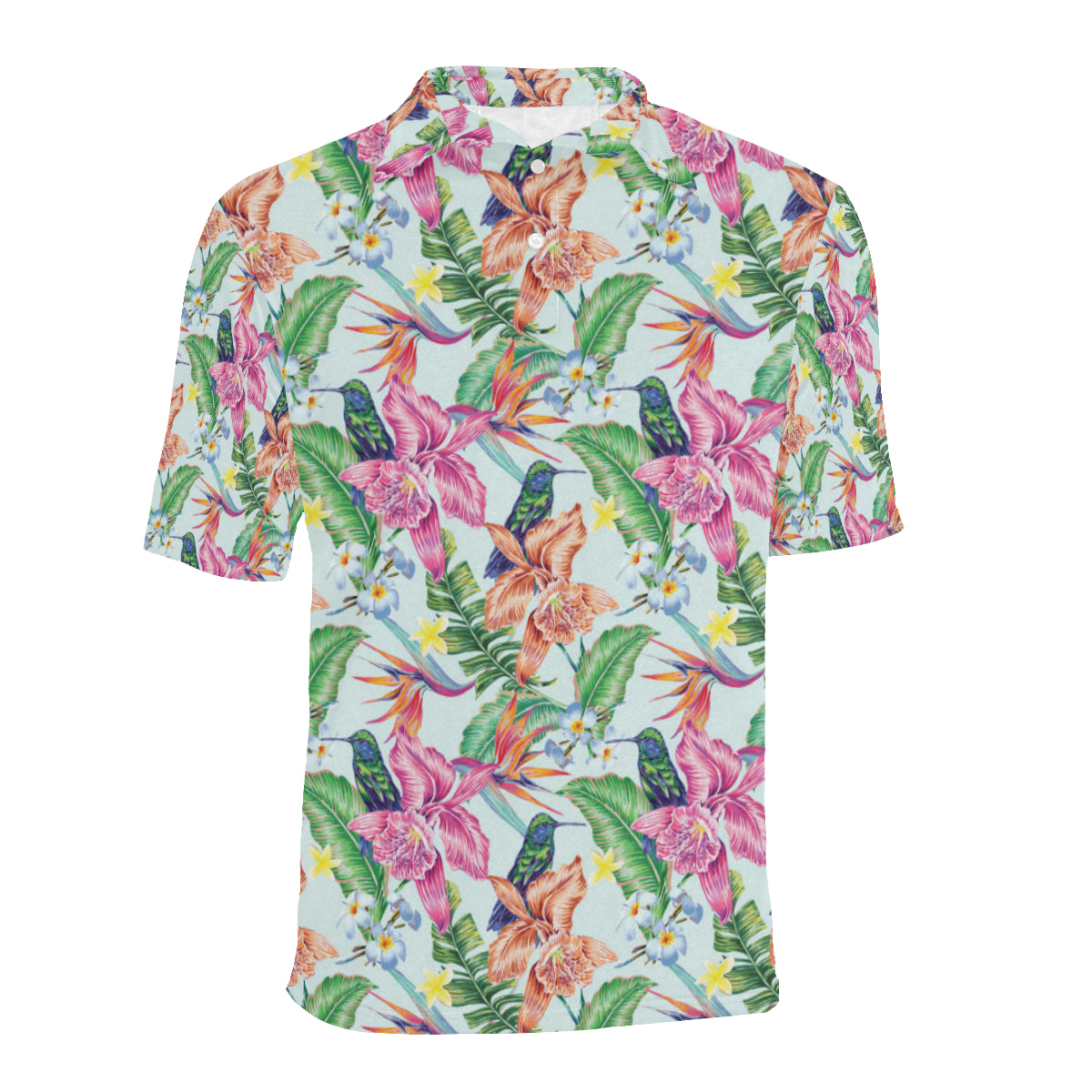 Hummingbird Tropical Pattern Print Design 05 Men Polo Shirt