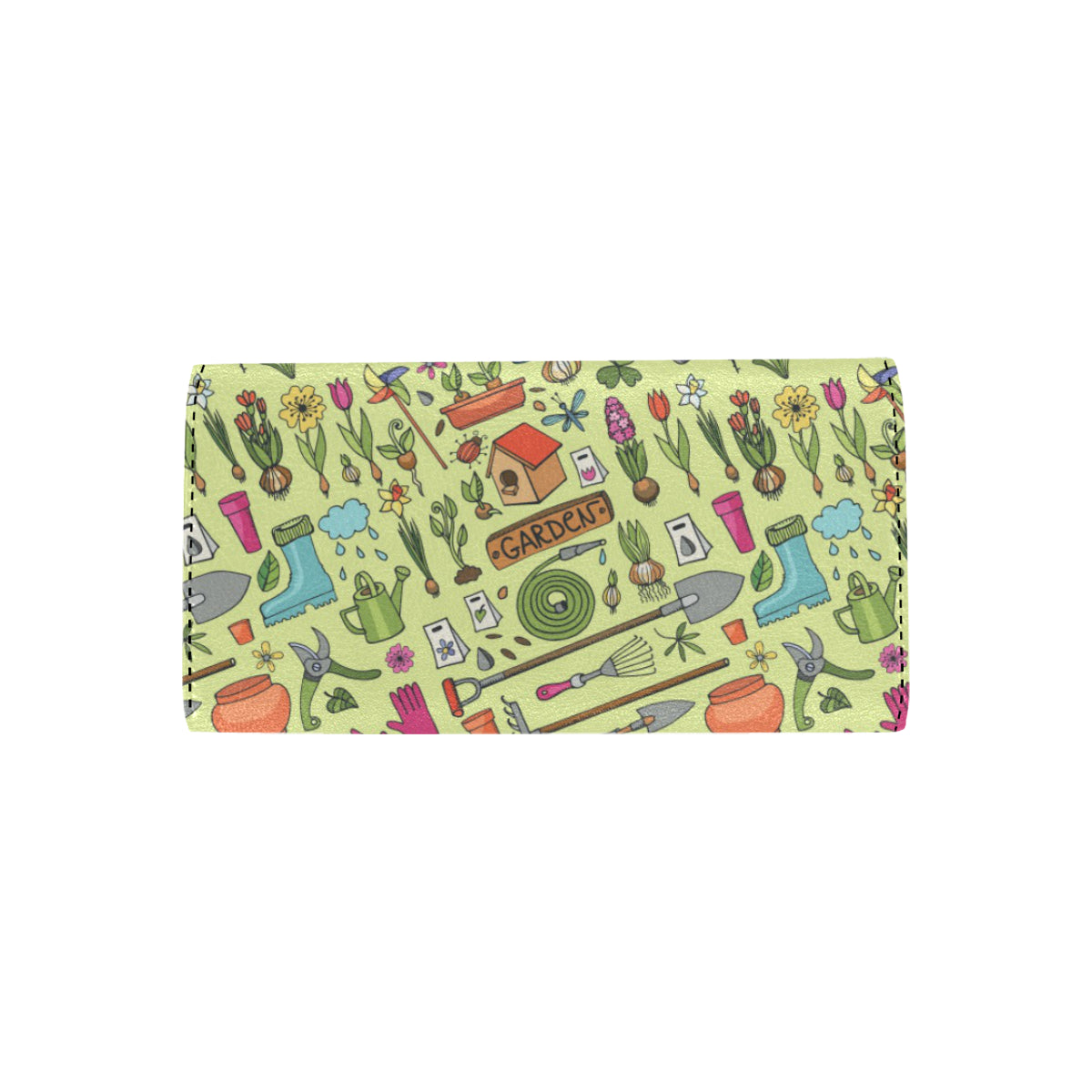 Gardening Pattern Print Design G02 Women's Trifold Wallet
