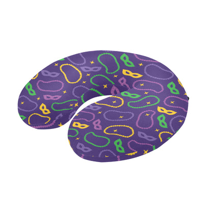 Mardi Gras Pattern Print Design 04 U-Shaped Travel Neck Pillow