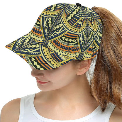 Polynesian Tattoo Print Snapback Cap