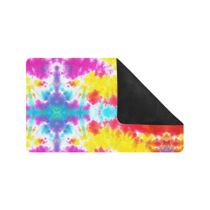 Tie Dye Rainbow Themed Print Rubber Doormat
