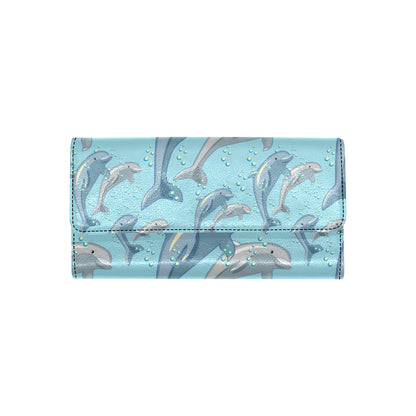 Dolphin Print Pattern Women's Trifold Wallet