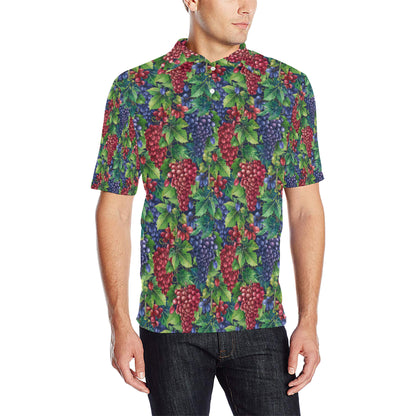 Grape Pattern Print Design GP02 Men Polo Shirt