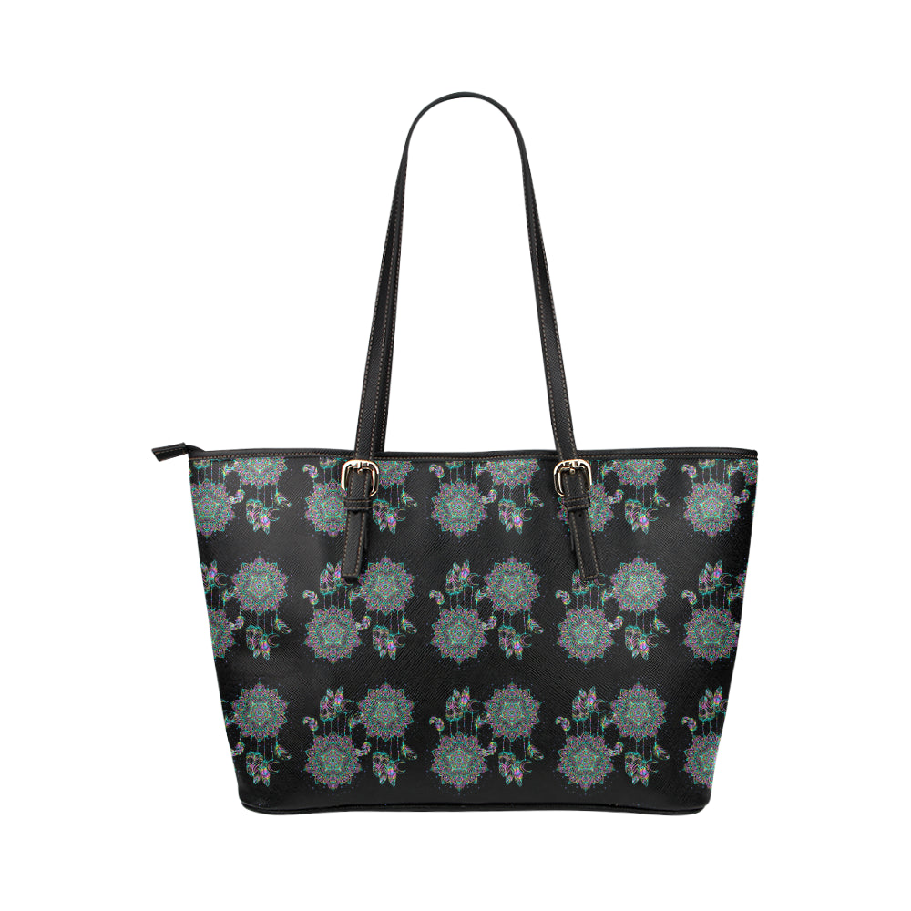 Dream Catcher Colorful Hand Draw Leather Tote Bag