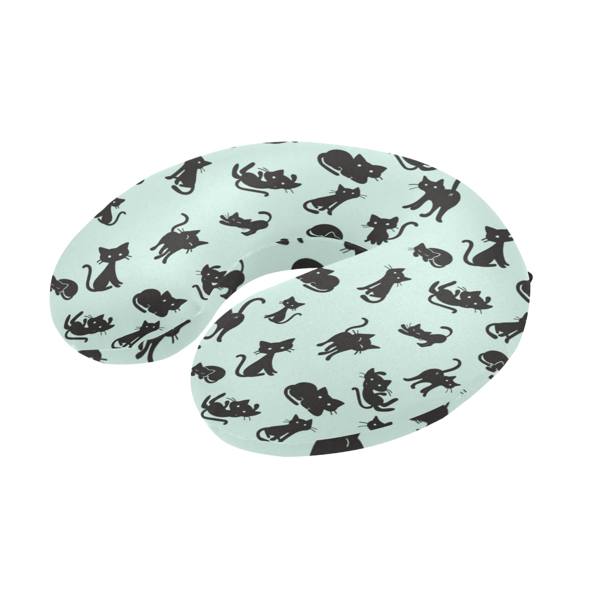Black Cat Pattern Print Design 04 U-Shaped Travel Neck Pillow