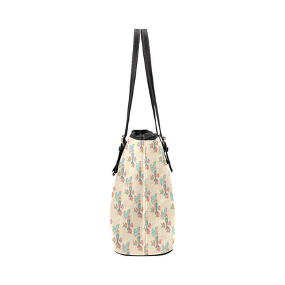 Mermaid Girl With Fish Design Print Leather Tote Bag
