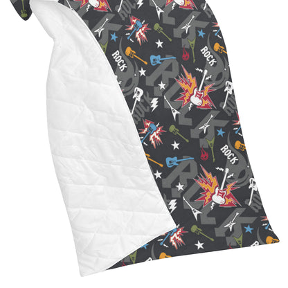Rock and Roll Pattern Print Design A01 Premium Quilt