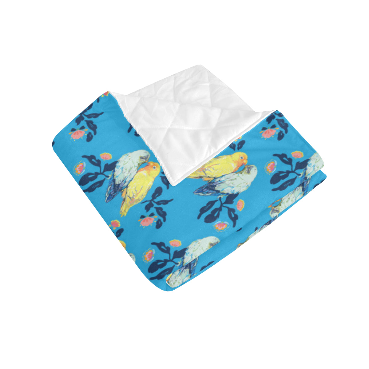 Lovebird Pattern Print Design 03 Premium Quilt