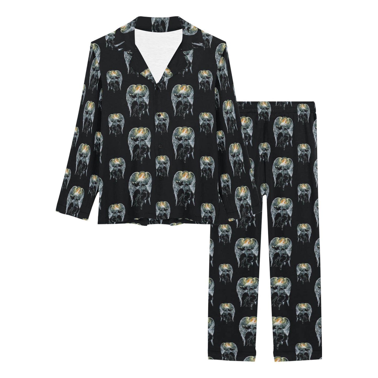 Angel with Wings Cute Design Print Women's Long Pajama Set