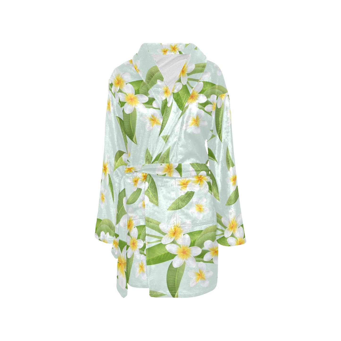 Yellow Plumeria Pattern Print Design PM024 Women's Fleece Robe
